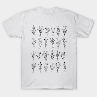 Wildflowers One Line Art Flowers Pattern 2 T-Shirt